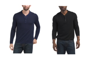Image of sale on Merino Wool Blend Hybrid Henley Neck Sweater