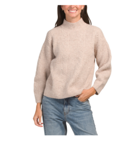 Image of sale on Lexi Mock Neck Cable Knit Pull over Sweater
