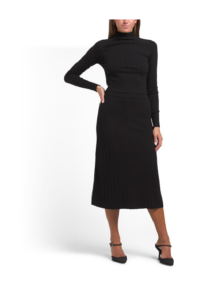 Image of sale on Long Sleeve Raglan Ribbed Sweater with Pull on Ribbed Midi Skirt