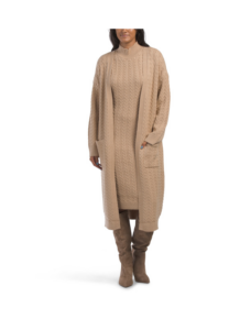 Image of sale on Cable Sweater Midi Dress with Long Duster Set
