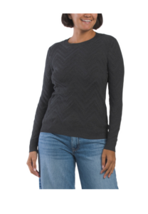 Image of sale on Pointelle Long Sleeve Crew Neck Sweater
