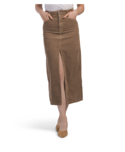 Image of sale on Corduroy Maxi Skirt with Front Slit