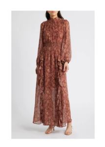 Image of sale on Floral Print Long Sleeve Maxi Dress