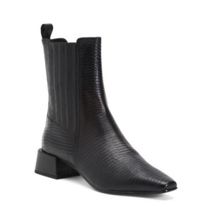 Image of sale on Leather Croco Block Heeled Booties