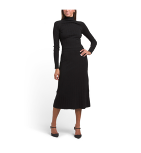 Image of sale on Long Sleeve Raglan Ribbed Sweater with Pull on Ribbed Midi Skirt Set