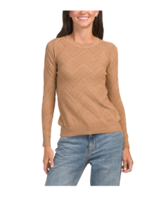 Image of sale on Pointelle Long Sleeve Crew Neck Sweater