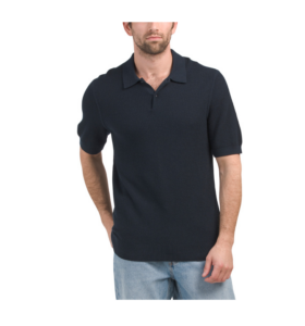 Image of sale on Short Sleeve Open Knit Sweater Polo