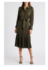 Image of sale on Long Sleeve Satin Shirtdress