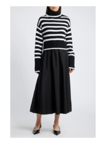 Image of sale on Mixed Media Long Sleeve Midi Dress
