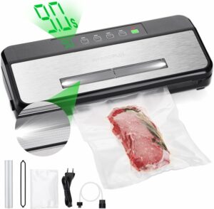 Image of sale on Food Vacuum Sealer Machine with Sealing Countdown and Viewing Lid with 20ft Roll Storage