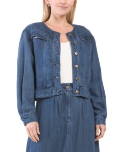 Image of sale on Dayla Collarless Denim Jacket