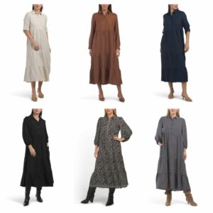 Image of sale on Long Sleeve Collar Tiered Maxi Dress