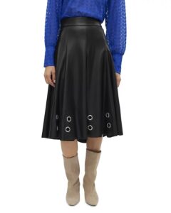 Image of sale on Vmemmy Faux Leather Eyelet Trim Skirt