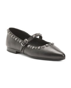Image of sale on Leather Beatnik Studded Mary Jane Flats