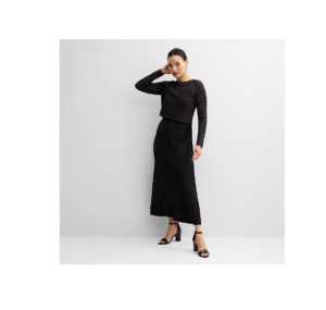 Image of sale on Women’s Taylor Cropped Sweater Knit Overlay Slip Dress