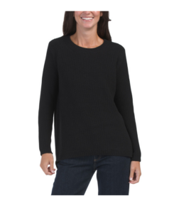 Image of sale on Emma Crew Neck Shaker Stitch Sweater