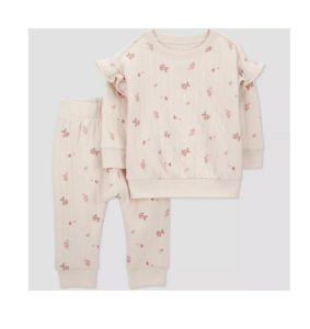 Image of sale on Baby Girls’ Floral Coordinate Set – Pink/cream