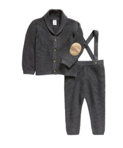 Image of sale on Knit Cotton Cardigan & Suspender Pants Set