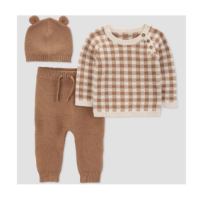 Image of sale on Baby Boys’ Checkered Top & Bottom Set – Cream/brown