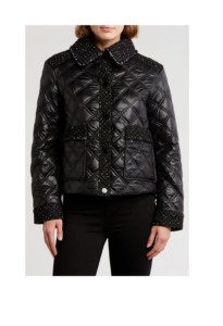Image of sale on Tweed Trim Quilted Shirt Jacket