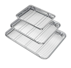 Image of sale on Stainless Steel Baking Pan Cookie Sheet with Cooling Rack, Non Toxic & Heavy Duty & Easy Clean