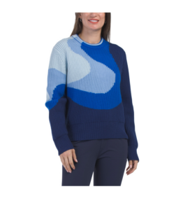 Image of sale on Wool Blend Gradient Jacquard Crew Neck Sweater