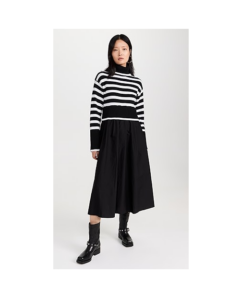 Image of sale on Long Sleeve Turtleneck Striped Sweater Dress