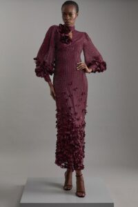 Image of sale on Crystal Embellished Applique Woven Maxi Dress