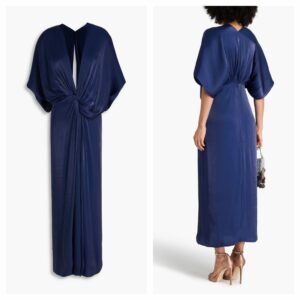 Image of sale on Knotted Metallic Georgette Midi Dress