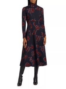 Image of sale on Thea Floral Ponte Turtleneck Midi-dress