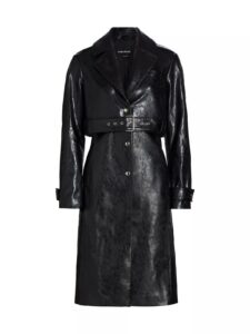 Image of sale on Katija Faux-leather Single-breasted Trench Coat