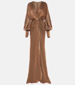 Image of sale on Adelia Gathered Lamé Georgette Gown
