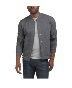 Image of sale on Textured Fleece Bomber Jacket