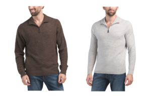 Image of sale on Cashmere Quarter Zip Pullover with Basket Weave Stitch