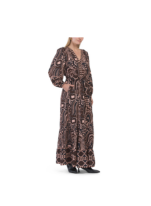 Image of sale on Long Sleeve Abstract Swirl Print Maxi Dress