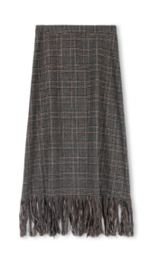 Image of sale on Plaid Knit Fringe Skirt
