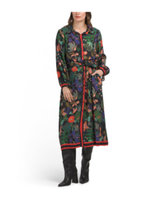 Image of sale on Long Sleeve Floral Shirt Dress