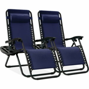 Image of sale on Best Choice Products Set of 2 Zero Gravity Lounge Chair Recliners – Navy Blue