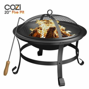 Image of sale on Cozi 20″ Wood Burning Fire Pit with Iron Net and Cover Lid