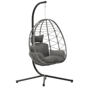 Image of sale on Bifanuo Indoor/outdoor Wicker Swing Egg Chair Hammock Hanging Chair with Stand, 350lb Capacity (grey)