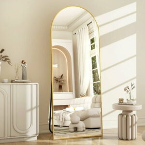 Image of sale on Beautypeak 64″x 21″ Full Length Mirror Arched Standing Floor Mirror, Gold
