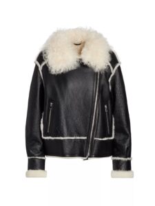 Image of sale on Leather Shearling-trimmed Moto Jacket $200 Gift Card with Purchase)
