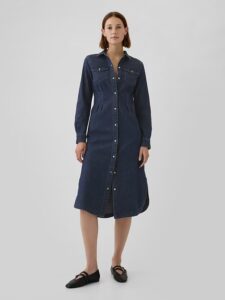 Image of sale on Western Pleated Denim Midi Dress