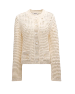 Image of sale on Sporty Crochet Pointelle-knit Cardigan