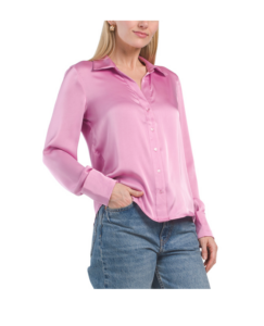 Image of sale on Button Front Satin Blouse