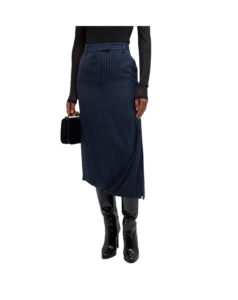 Image of sale on Pinstripe Asymmetric Midi Skirt