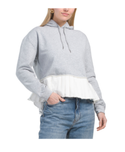 Image of sale on Long Sleeve Pleated Hem Sweatshirt