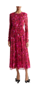 Image of sale on Rose Print Long Sleeve Silk Georgette Dress
