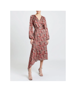 Image of sale on Vanna Faux Wrap Midi Print Dress