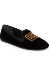 Image of sale on Pantofola Logo Embroidered Velvet Flat (women)